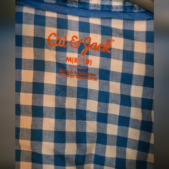 Boys Cat & Jack Blue Plaid Shirt size Medium - Picture 3 of 4